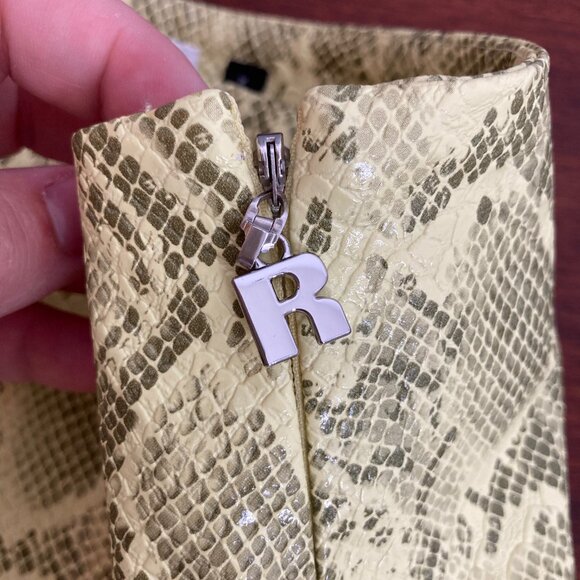 Rotate Birger Christensen Leeds Skirt Womens 6 Yellow Snake Faux Leather Rocker - Picture 6 of 11